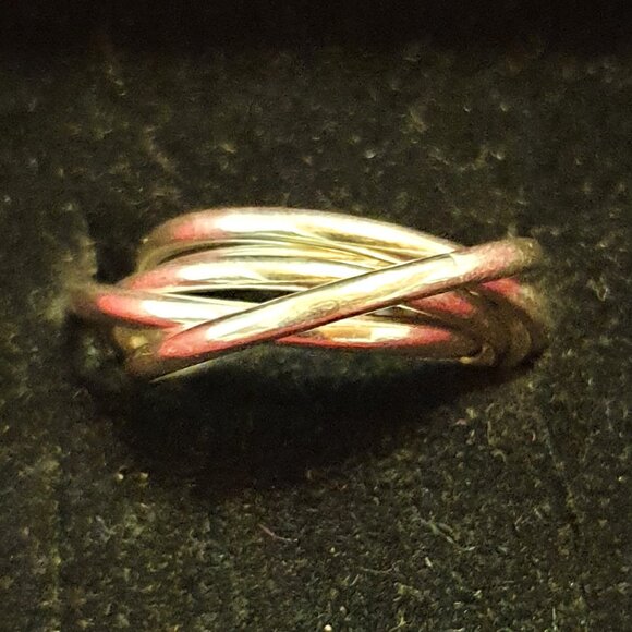 Elegant Vintage 925 Sterling Silver Interlocking 5-Band Ring – Size 9.5 – 5.75g - Picture 9 of 14